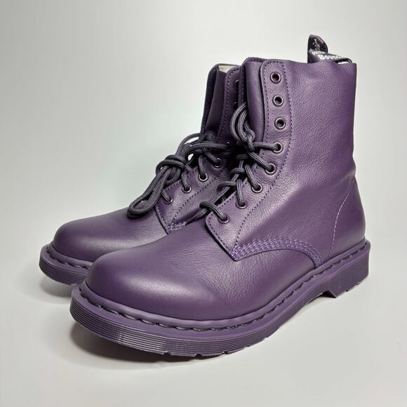 Dr. Martens 1460 Pascal Mono Virginia Leather Lace Up Boots in Blackcurrant - Picture 2 of 10